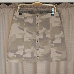 Hollister Button Front Brown Camouflage Mini Skirt Size 3